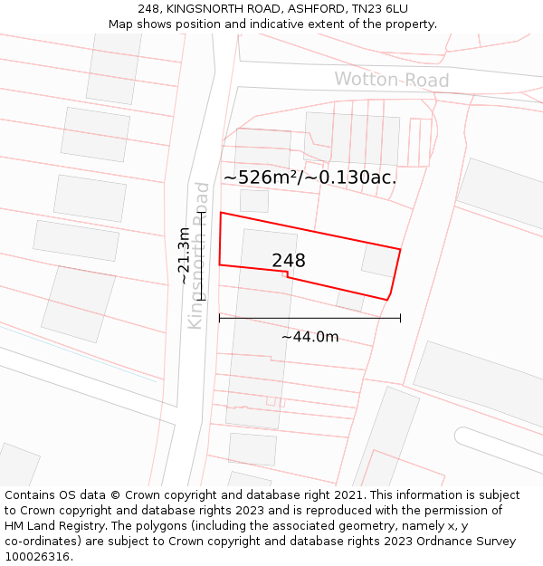 248, KINGSNORTH ROAD, ASHFORD, TN23 6LU: Plot and title map