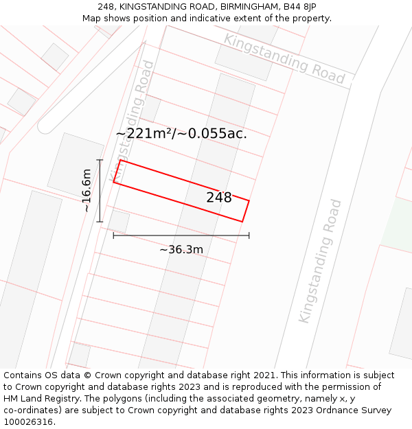 248, KINGSTANDING ROAD, BIRMINGHAM, B44 8JP: Plot and title map