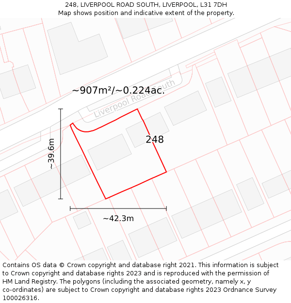 248, LIVERPOOL ROAD SOUTH, LIVERPOOL, L31 7DH: Plot and title map