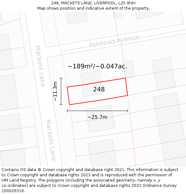 248, MACKETS LANE, LIVERPOOL, L25 9NH: Plot and title map