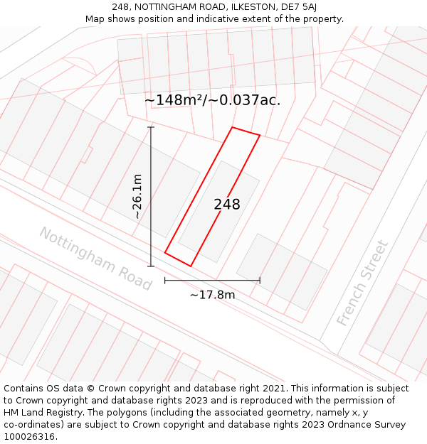 248, NOTTINGHAM ROAD, ILKESTON, DE7 5AJ: Plot and title map