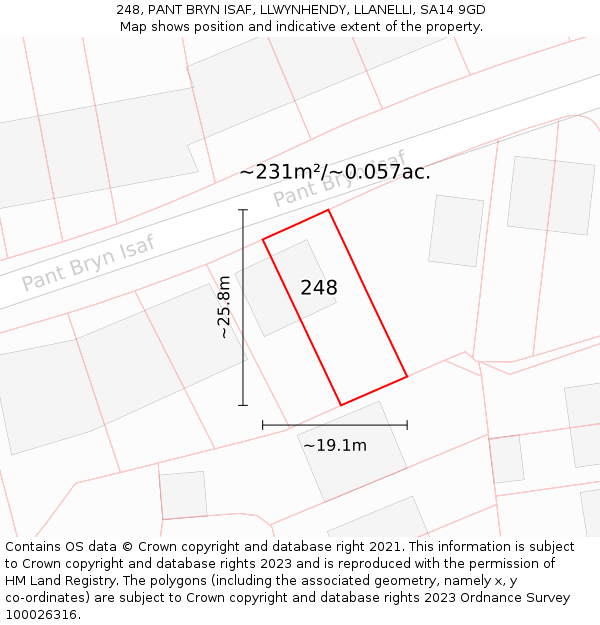 248, PANT BRYN ISAF, LLWYNHENDY, LLANELLI, SA14 9GD: Plot and title map