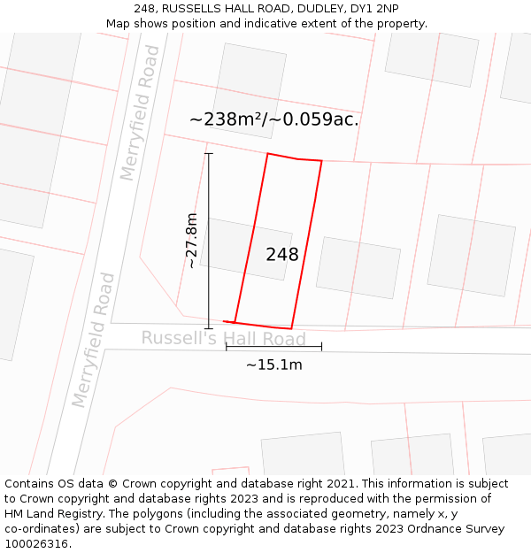 248, RUSSELLS HALL ROAD, DUDLEY, DY1 2NP: Plot and title map