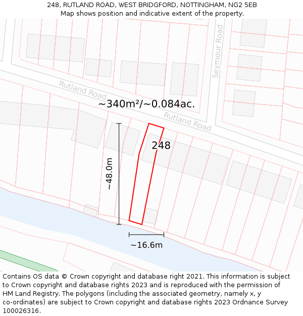 248, RUTLAND ROAD, WEST BRIDGFORD, NOTTINGHAM, NG2 5EB: Plot and title map