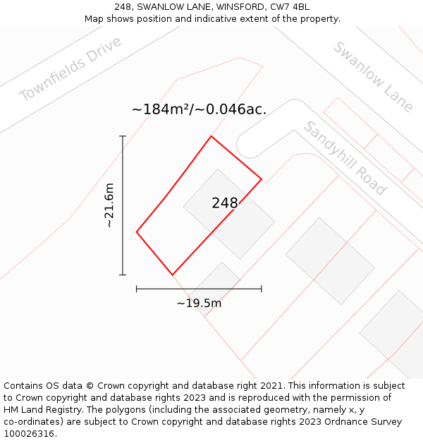 248, SWANLOW LANE, WINSFORD, CW7 4BL: Plot and title map