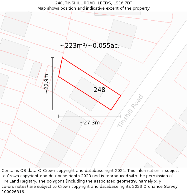 248, TINSHILL ROAD, LEEDS, LS16 7BT: Plot and title map