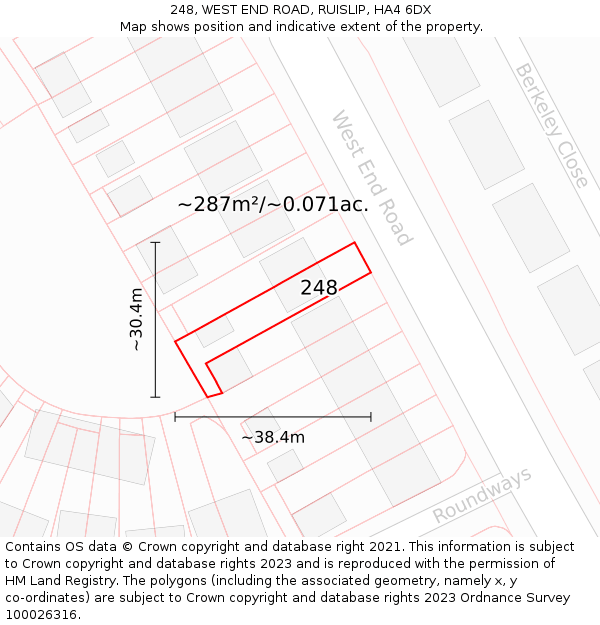 248, WEST END ROAD, RUISLIP, HA4 6DX: Plot and title map