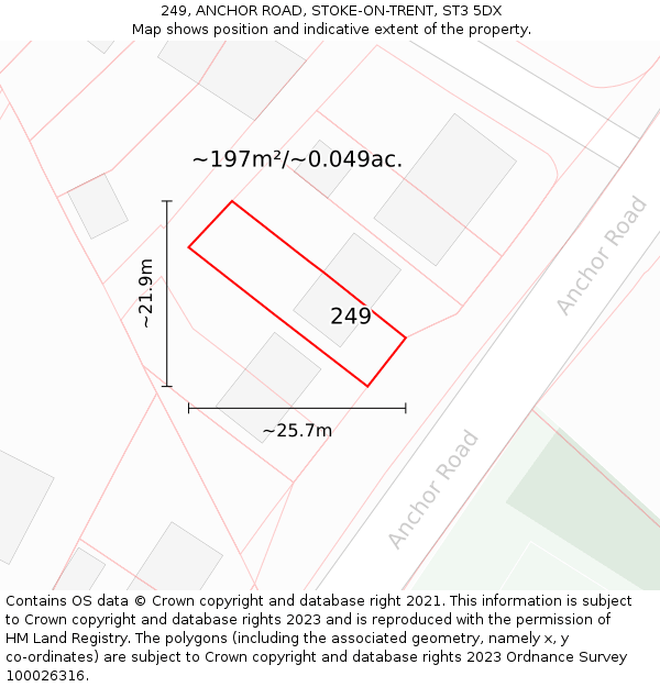 249, ANCHOR ROAD, STOKE-ON-TRENT, ST3 5DX: Plot and title map