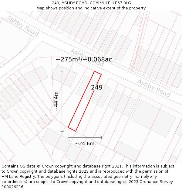 249, ASHBY ROAD, COALVILLE, LE67 3LG: Plot and title map