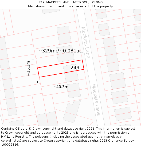 249, MACKETS LANE, LIVERPOOL, L25 9NQ: Plot and title map