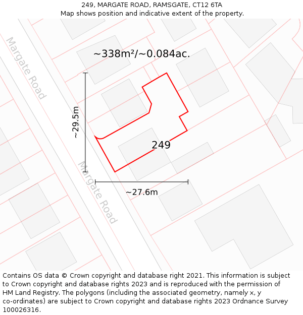 249, MARGATE ROAD, RAMSGATE, CT12 6TA: Plot and title map