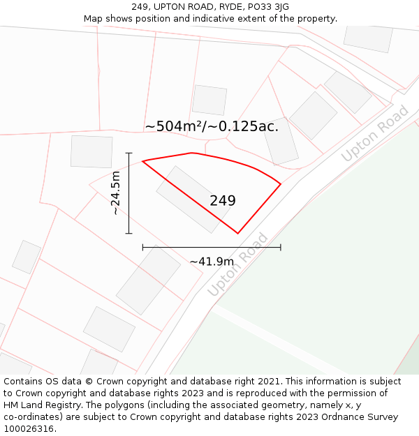 249, UPTON ROAD, RYDE, PO33 3JG: Plot and title map