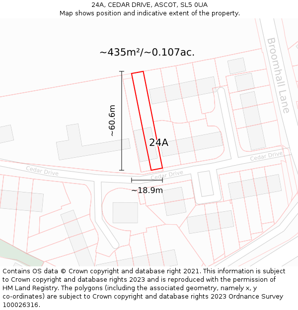 24A, CEDAR DRIVE, ASCOT, SL5 0UA: Plot and title map