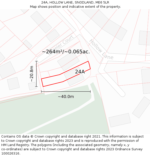 24A, HOLLOW LANE, SNODLAND, ME6 5LR: Plot and title map