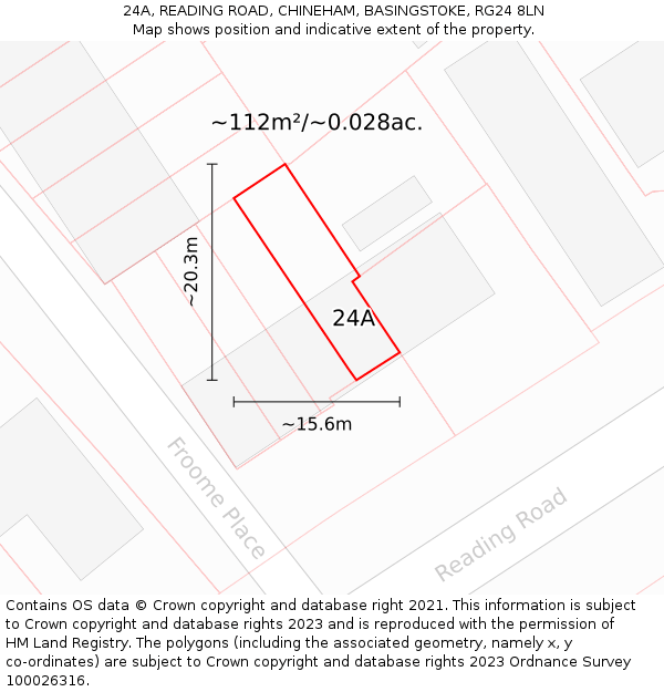 24A, READING ROAD, CHINEHAM, BASINGSTOKE, RG24 8LN: Plot and title map