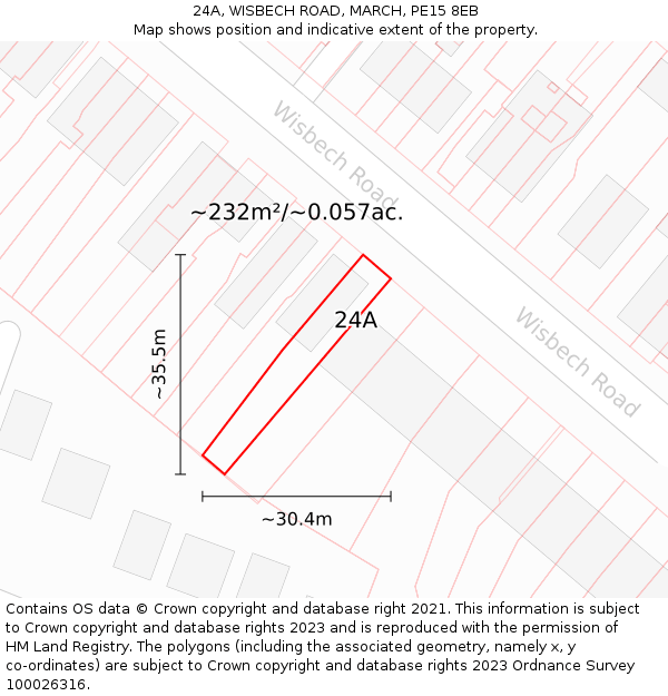 24A, WISBECH ROAD, MARCH, PE15 8EB: Plot and title map