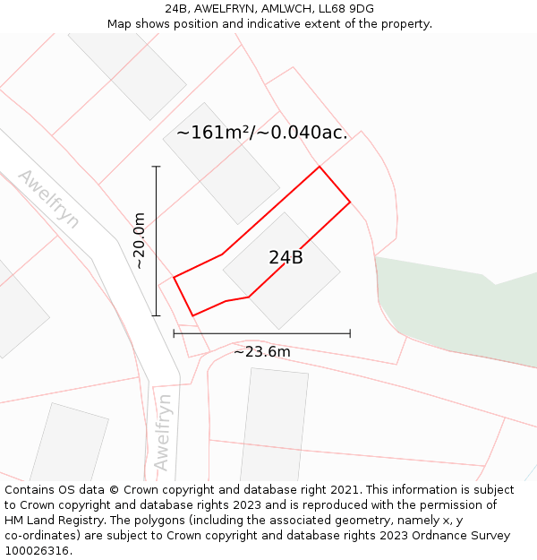 24B, AWELFRYN, AMLWCH, LL68 9DG: Plot and title map