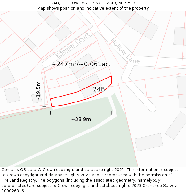 24B, HOLLOW LANE, SNODLAND, ME6 5LR: Plot and title map