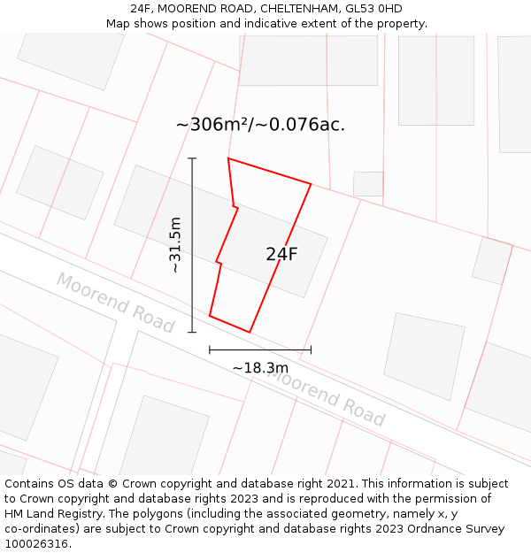 24F, MOOREND ROAD, CHELTENHAM, GL53 0HD: Plot and title map