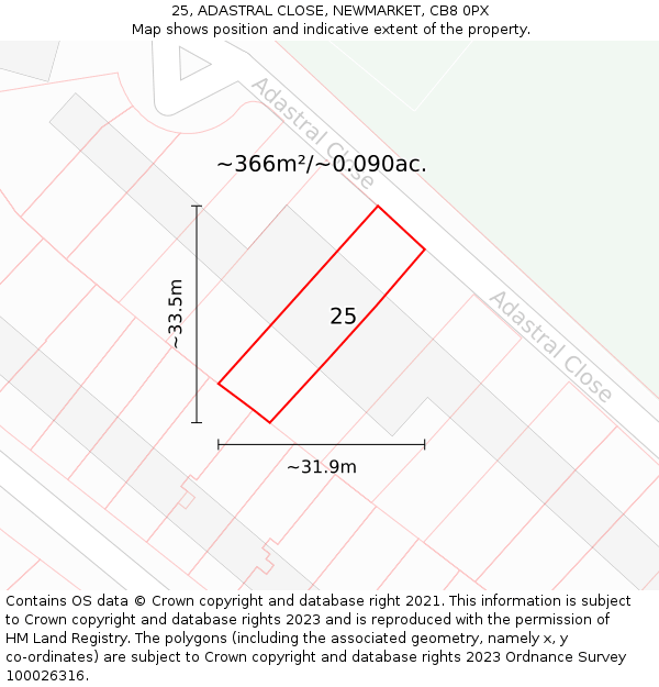 25, ADASTRAL CLOSE, NEWMARKET, CB8 0PX: Plot and title map