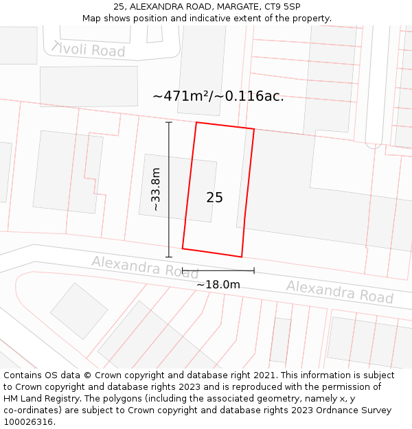 25, ALEXANDRA ROAD, MARGATE, CT9 5SP: Plot and title map