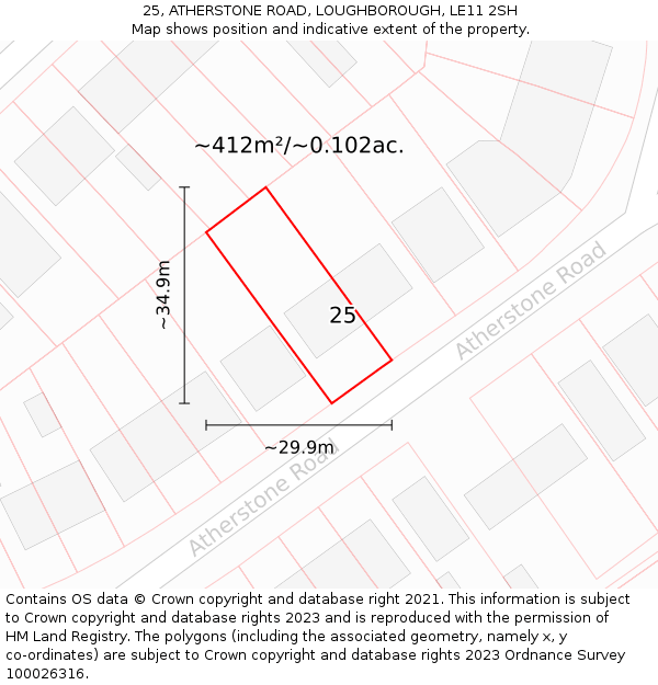 25, ATHERSTONE ROAD, LOUGHBOROUGH, LE11 2SH: Plot and title map