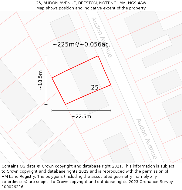 25, AUDON AVENUE, BEESTON, NOTTINGHAM, NG9 4AW: Plot and title map