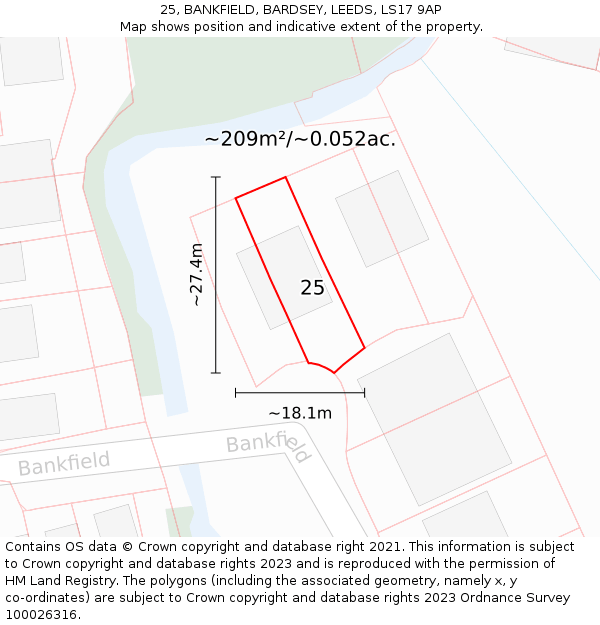 25, BANKFIELD, BARDSEY, LEEDS, LS17 9AP: Plot and title map