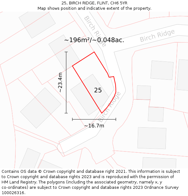 25, BIRCH RIDGE, FLINT, CH6 5YR: Plot and title map