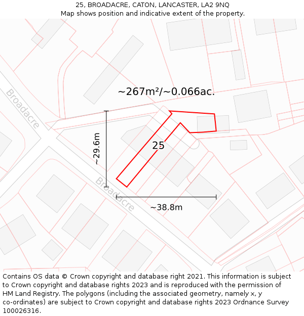 25, BROADACRE, CATON, LANCASTER, LA2 9NQ: Plot and title map