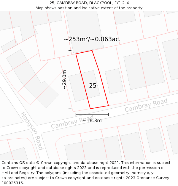 25, CAMBRAY ROAD, BLACKPOOL, FY1 2LX: Plot and title map