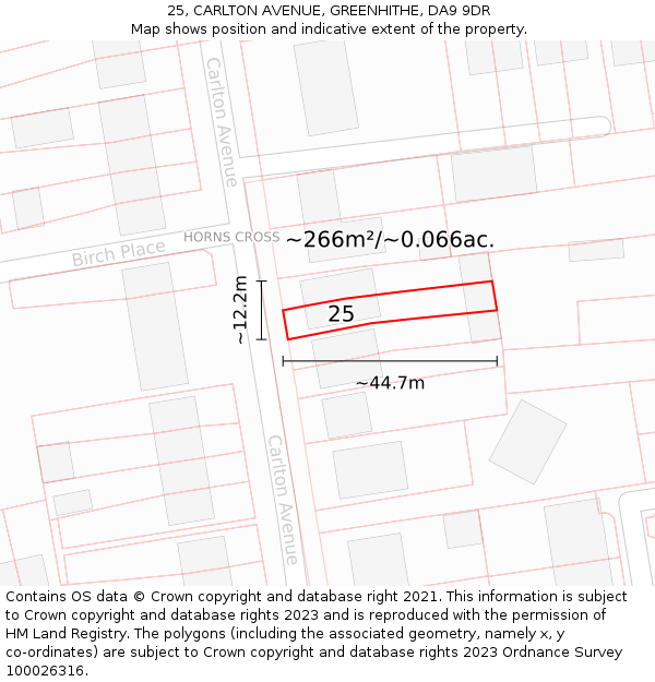 25, CARLTON AVENUE, GREENHITHE, DA9 9DR: Plot and title map