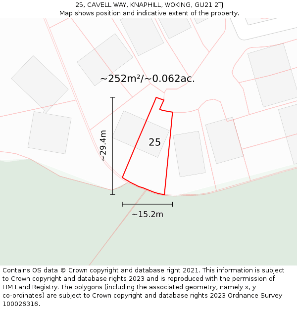 25, CAVELL WAY, KNAPHILL, WOKING, GU21 2TJ: Plot and title map