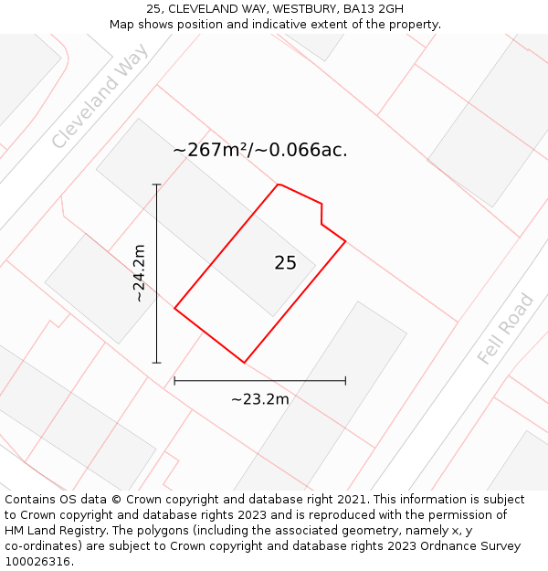 25, CLEVELAND WAY, WESTBURY, BA13 2GH: Plot and title map