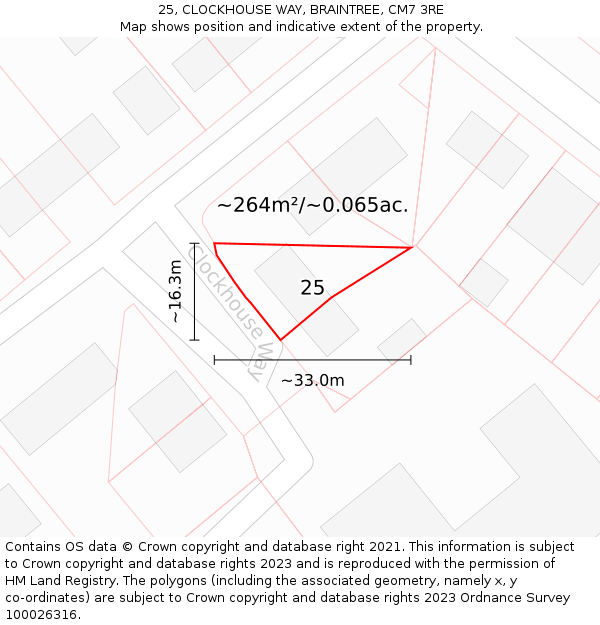 25, CLOCKHOUSE WAY, BRAINTREE, CM7 3RE: Plot and title map