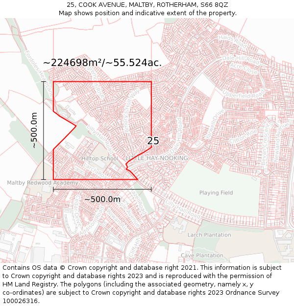 25, COOK AVENUE, MALTBY, ROTHERHAM, S66 8QZ: Plot and title map