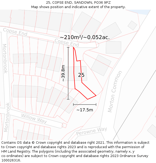 25, COPSE END, SANDOWN, PO36 9PZ: Plot and title map