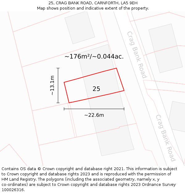 25, CRAG BANK ROAD, CARNFORTH, LA5 9EH: Plot and title map