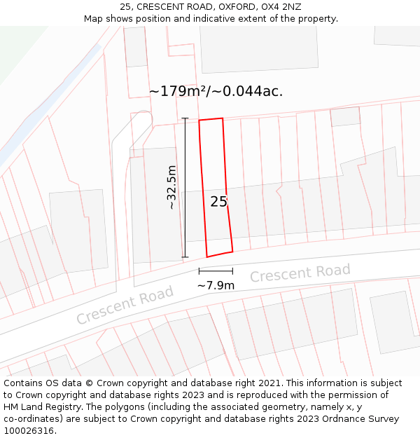 25, CRESCENT ROAD, OXFORD, OX4 2NZ: Plot and title map