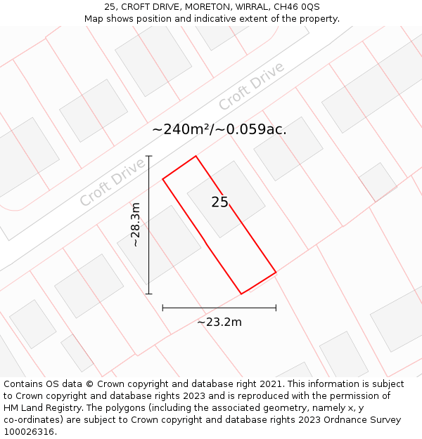 25, CROFT DRIVE, MORETON, WIRRAL, CH46 0QS: Plot and title map