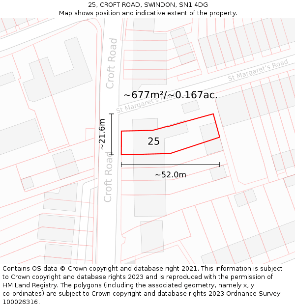 25, CROFT ROAD, SWINDON, SN1 4DG: Plot and title map