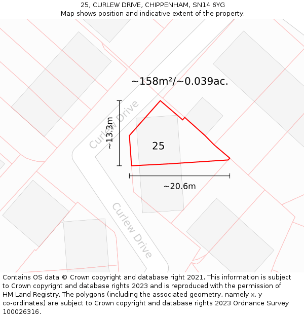 25, CURLEW DRIVE, CHIPPENHAM, SN14 6YG: Plot and title map