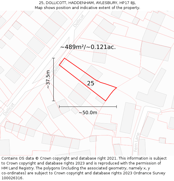 25, DOLLICOTT, HADDENHAM, AYLESBURY, HP17 8JL: Plot and title map