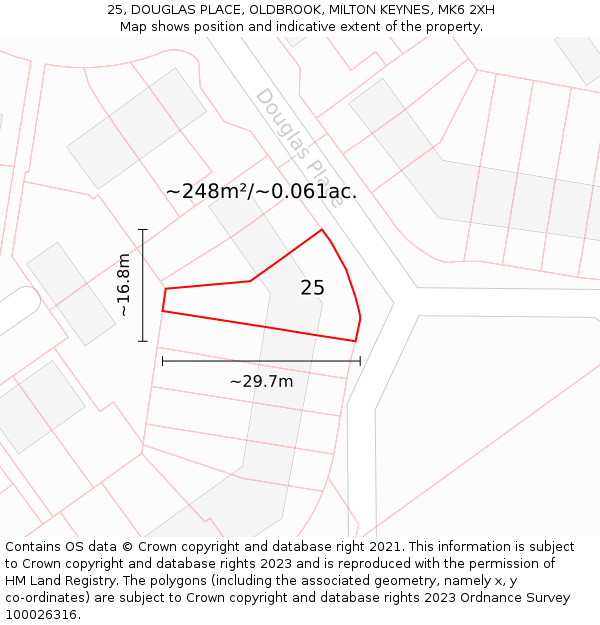 25, DOUGLAS PLACE, OLDBROOK, MILTON KEYNES, MK6 2XH: Plot and title map