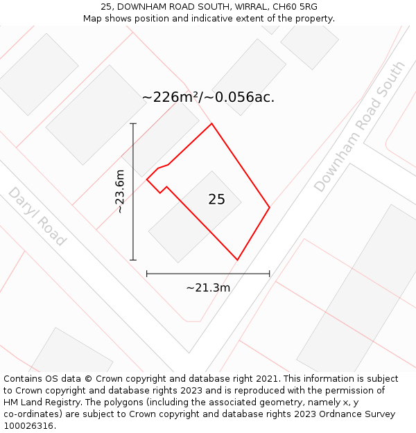 25, DOWNHAM ROAD SOUTH, WIRRAL, CH60 5RG: Plot and title map