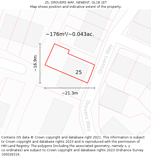 25, DROVERS WAY, NEWENT, GL18 1ET: Plot and title map