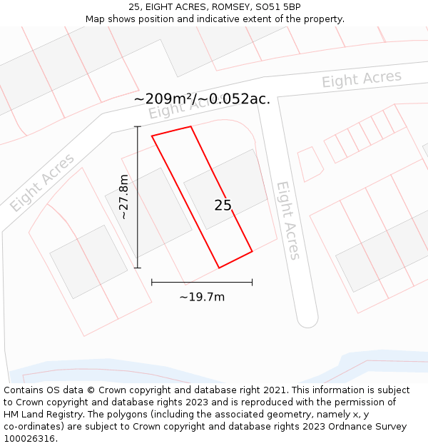 25, EIGHT ACRES, ROMSEY, SO51 5BP: Plot and title map