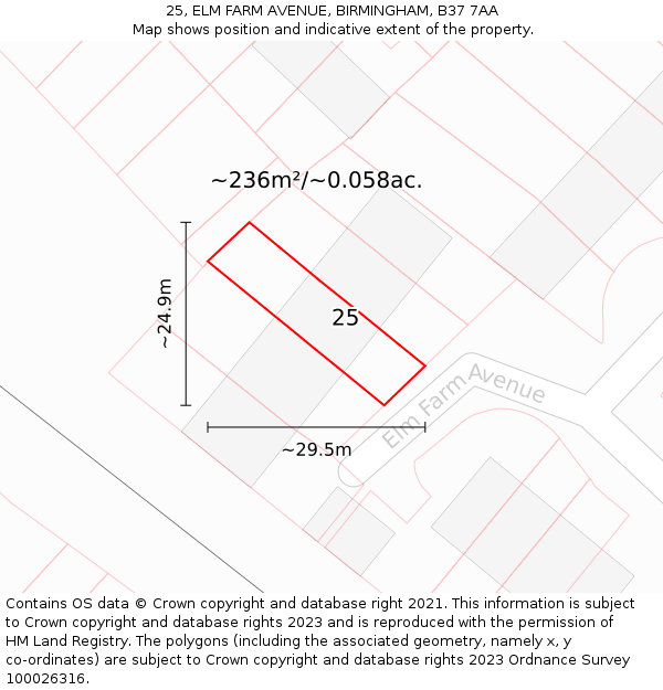 25, ELM FARM AVENUE, BIRMINGHAM, B37 7AA: Plot and title map