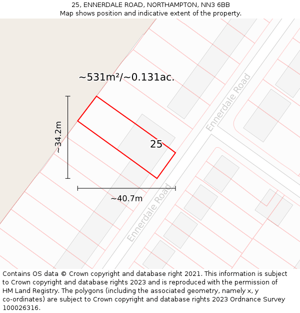 25, ENNERDALE ROAD, NORTHAMPTON, NN3 6BB: Plot and title map