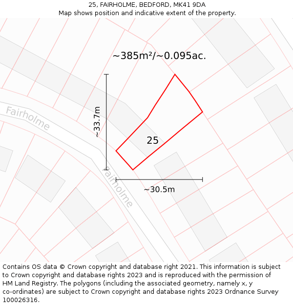 25, FAIRHOLME, BEDFORD, MK41 9DA: Plot and title map